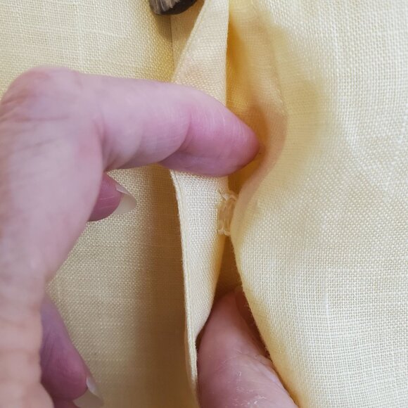 GO Silk buttercream yellow linen Mandarin collar blouse - Picture 10 of 13